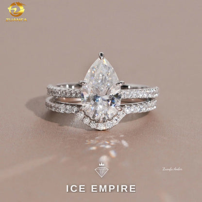 Iced Out 925 Silver Moissanite Wedding Band