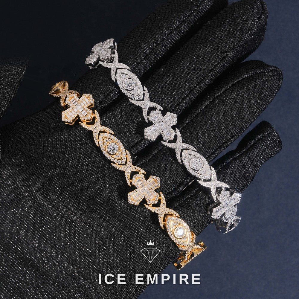 Iced Out Cross 925 Silver Moissanite Cuban Chain