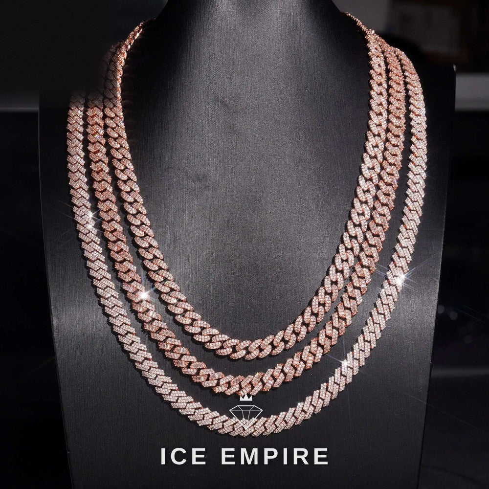 Iced Out Rose Gold Plated Moissanite Cuban Chain