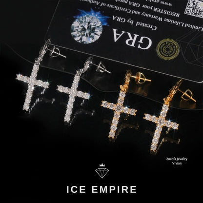 Iced Out 925 Silver Moissanite Earrings