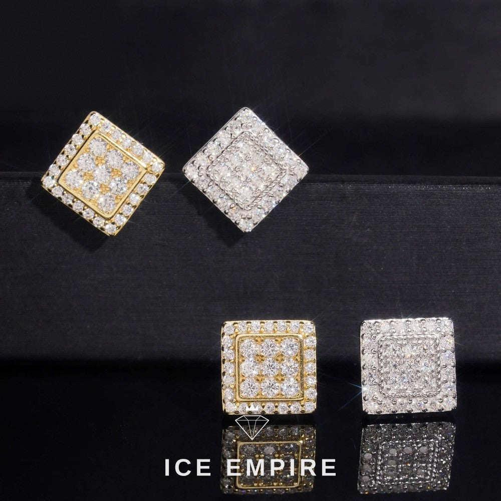Iced Out Rose Gold Plated Moissanite Stud Earrings