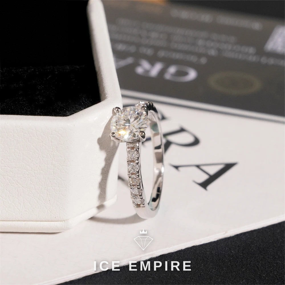 Iced Out Baguette 925 Silver Moissanite Engagement Ring
