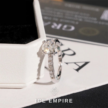 Iced Out Baguette 925 Silver Moissanite Engagement Ring