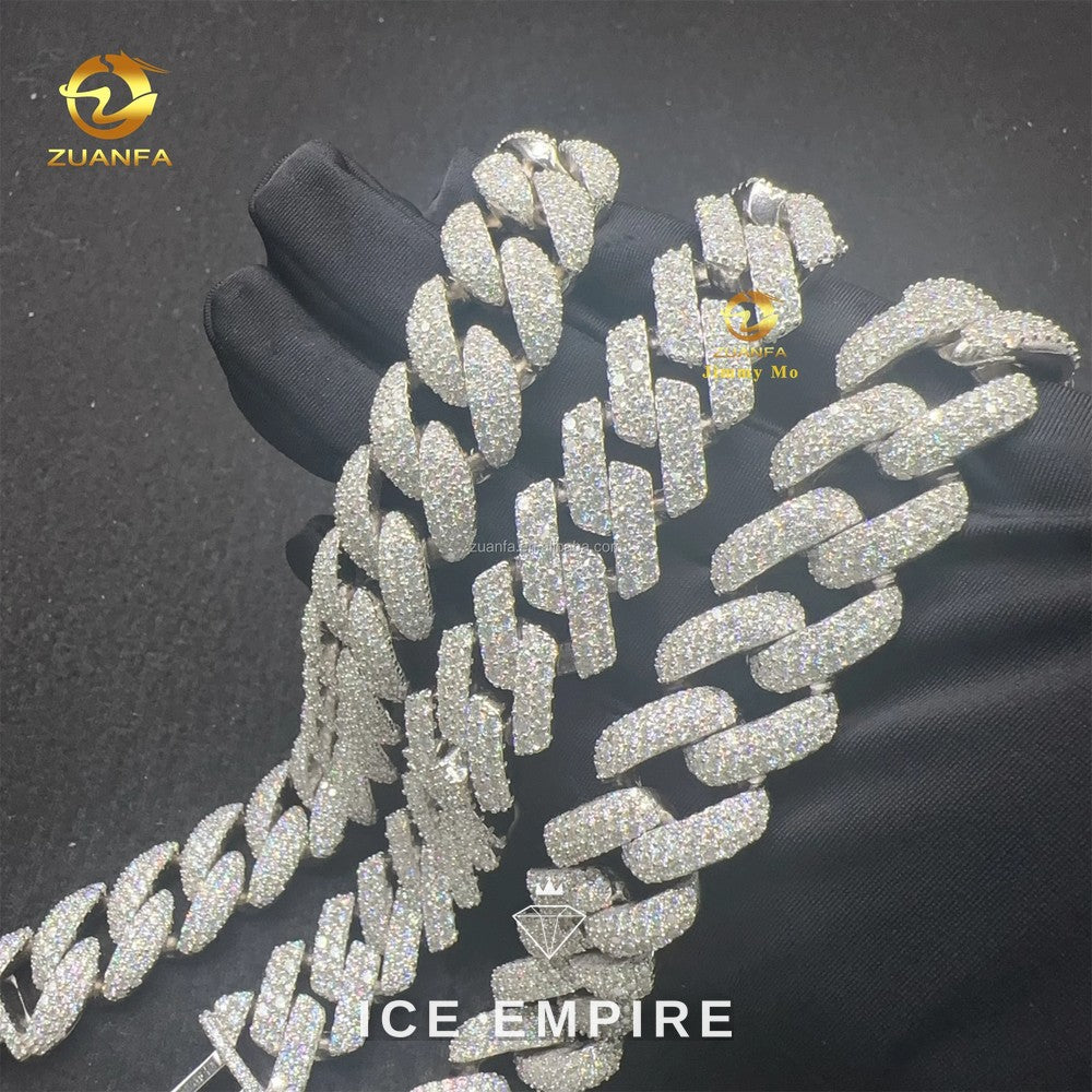 Iced Out 925 Silver Moissanite Cuban Chain