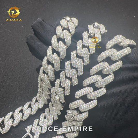 Iced Out 925 Silver Moissanite Cuban Chain