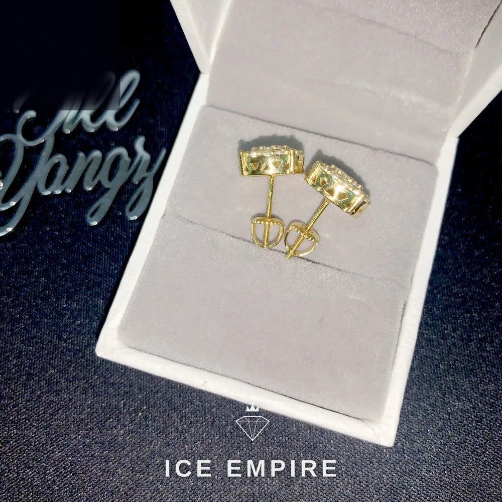 Iced Out Gold Plated Moissanite Stud Earrings
