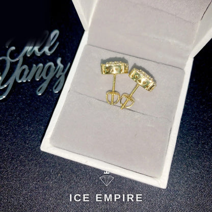 Iced Out Gold Plated Moissanite Stud Earrings