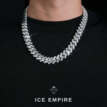 Iced Out Baguette Rose Gold Plated Moissanite Cuban Chain