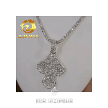 Iced Out Cross Rose Gold Plated Moissanite Pendant