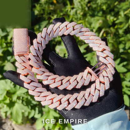 Iced Out Rose Gold Plated Moissanite Cuban Chain