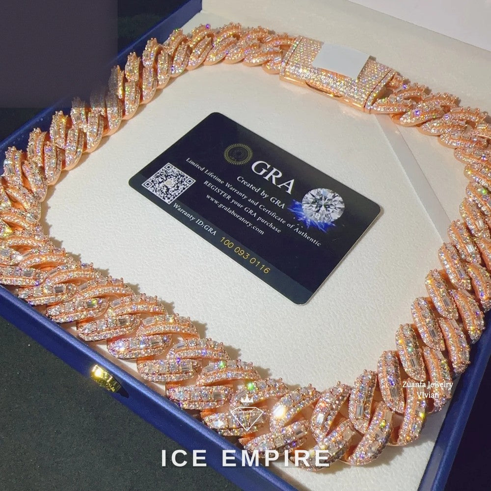 Iced Out Rose Gold Plated Moissanite Cuban Chain