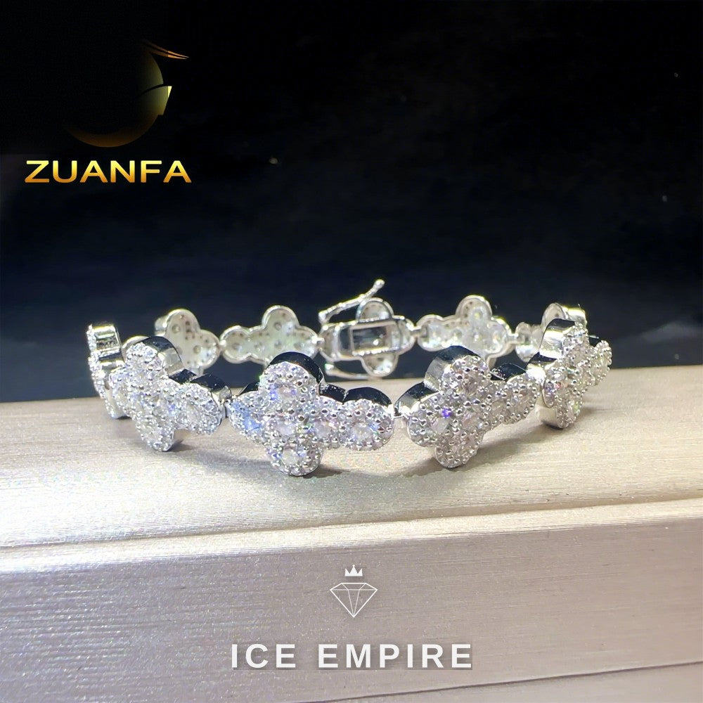 Iced Out Cross Rose Gold Plated Moissanite Cuban Chain