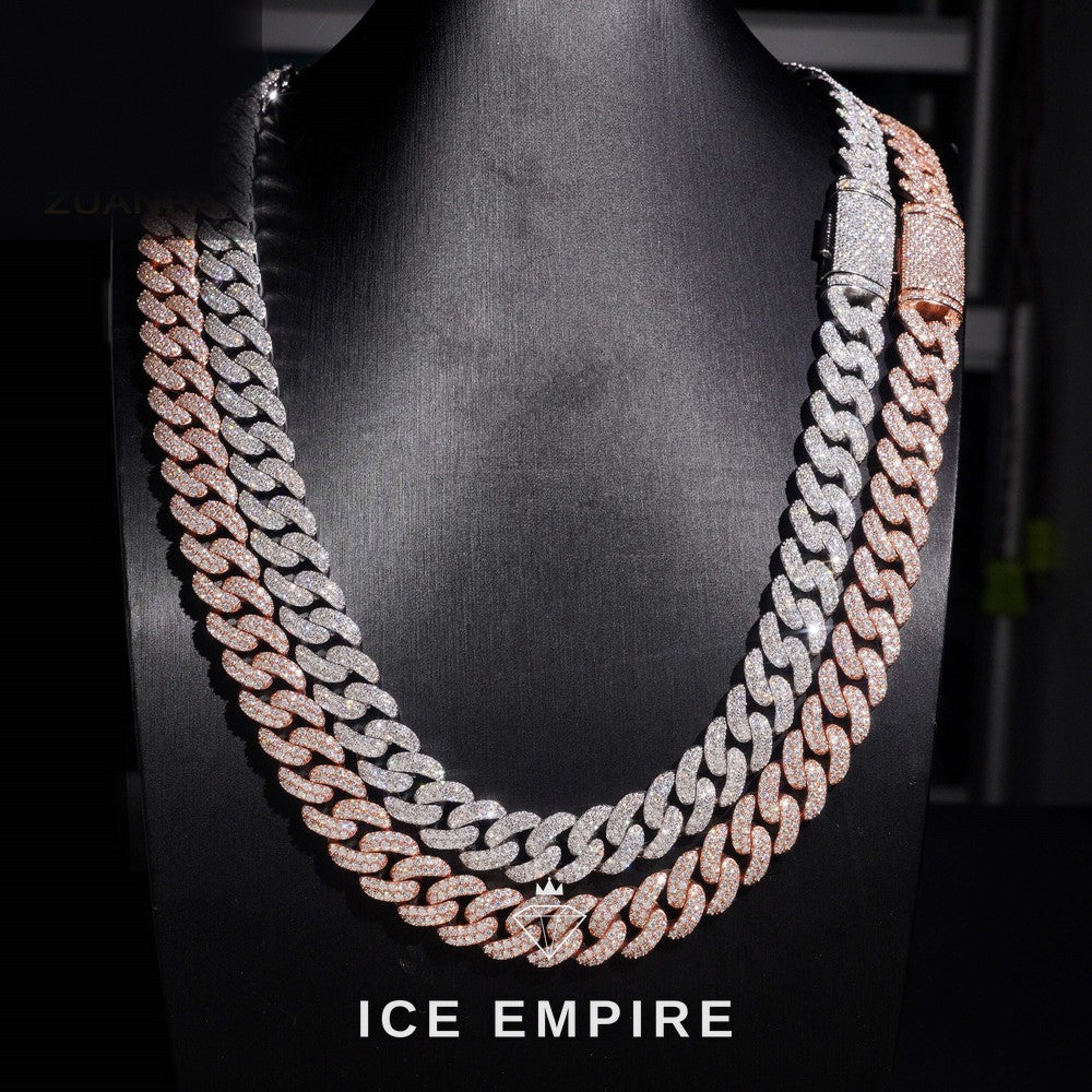 Iced Out Rose Gold Plated Moissanite Cuban Chain