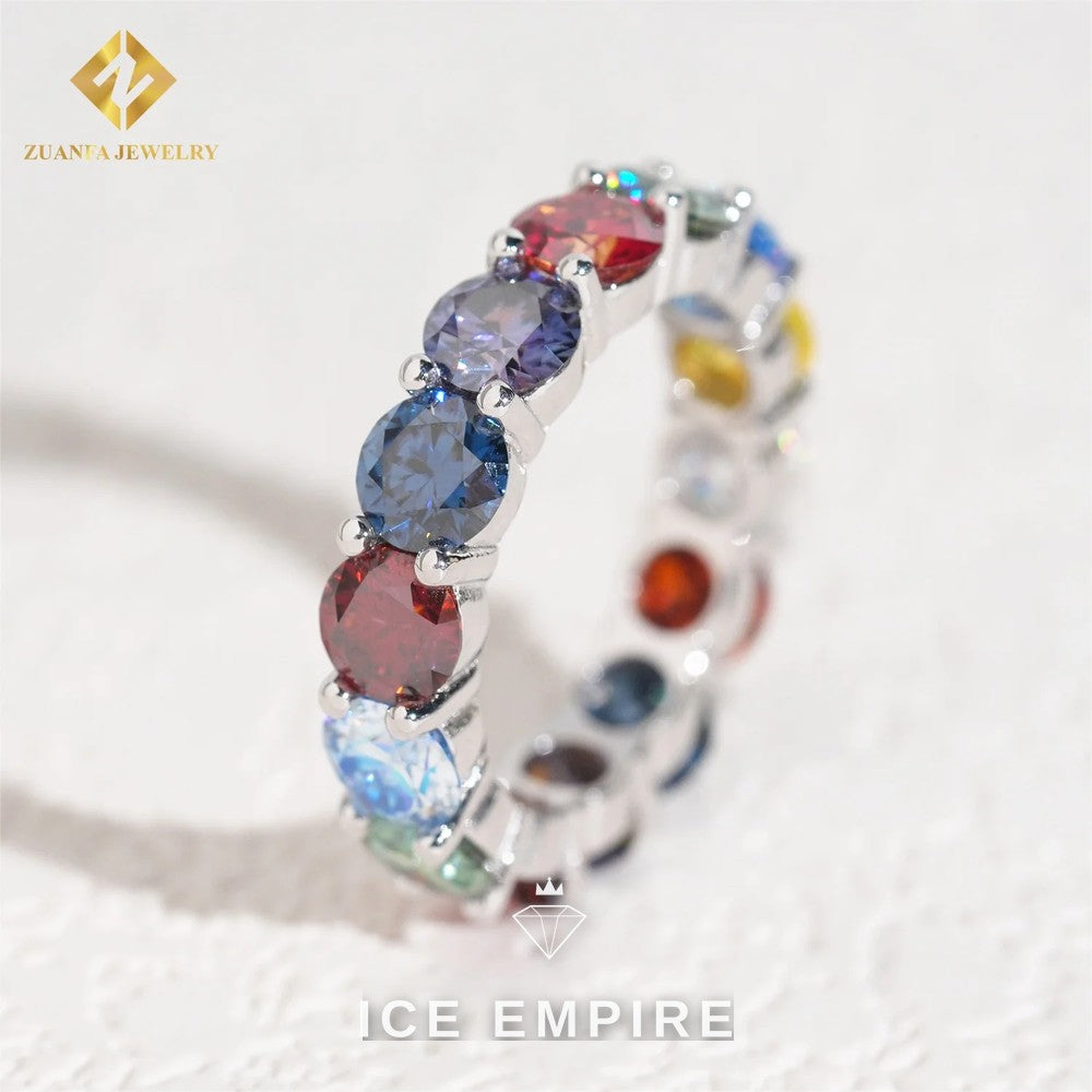 Iced Out 925 Silver Moissanite Wedding Band