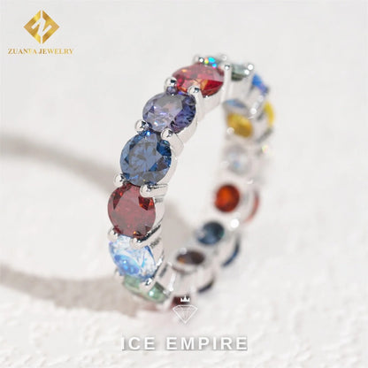 Iced Out 925 Silver Moissanite Wedding Band