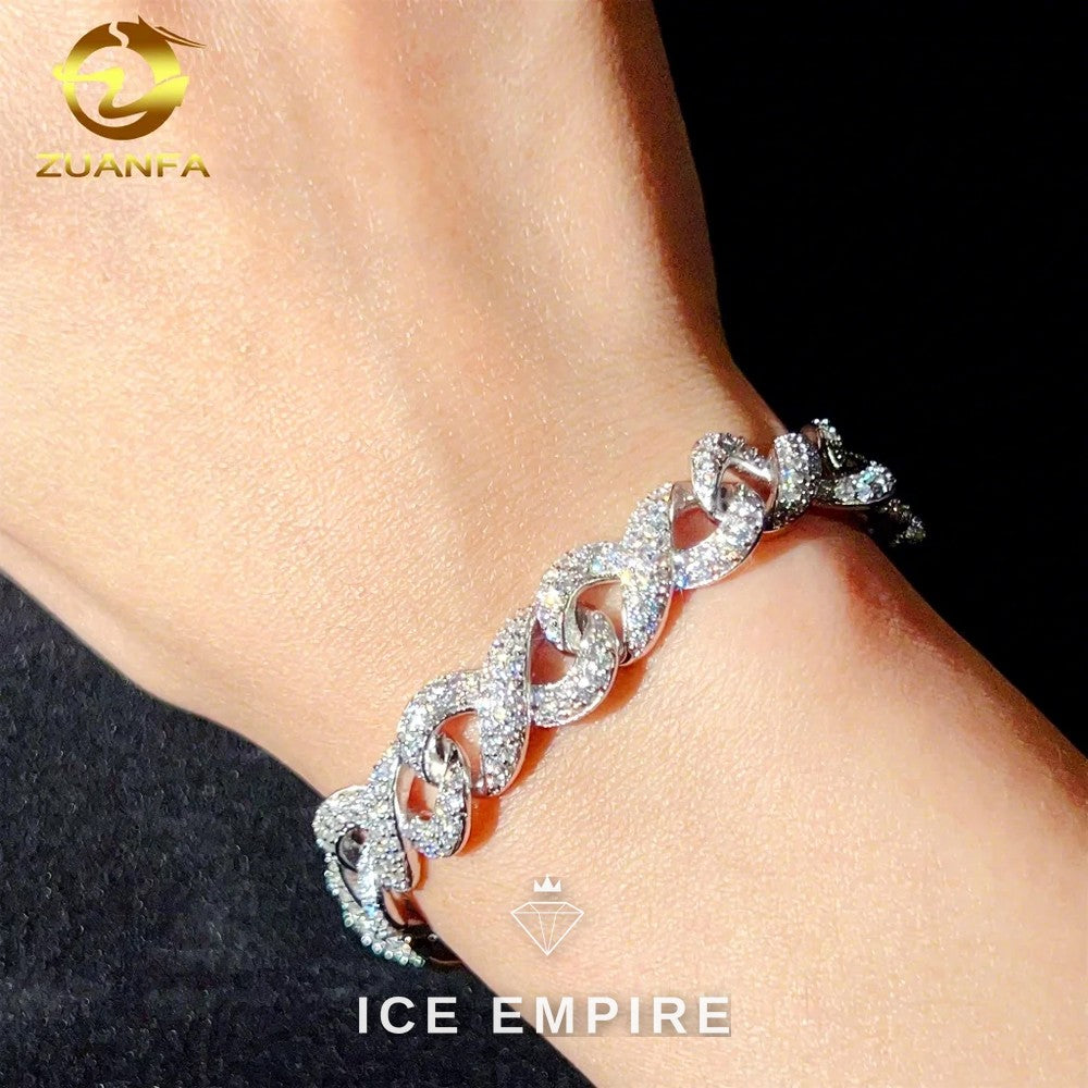 Iced Out 925 Silver Moissanite Cuban Chain