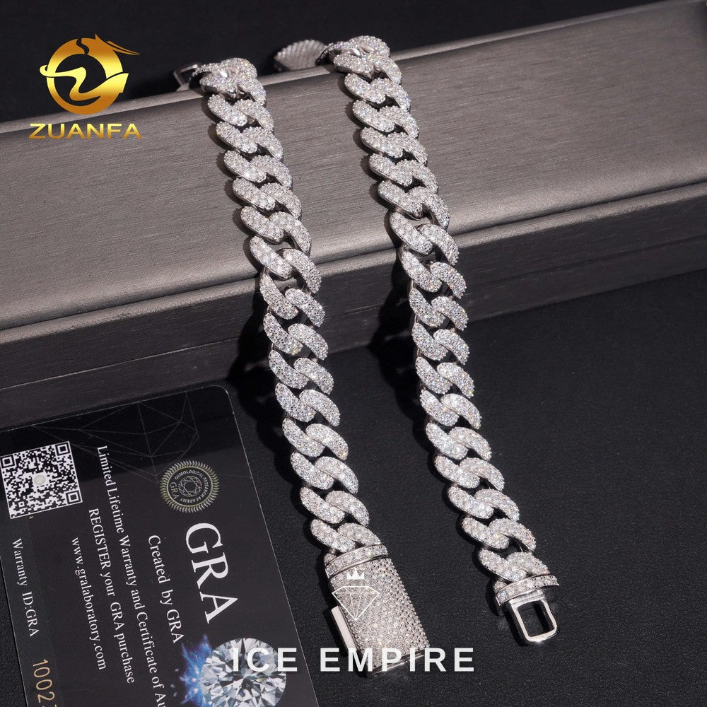 Iced Out 925 Silver Moissanite Cuban Chain