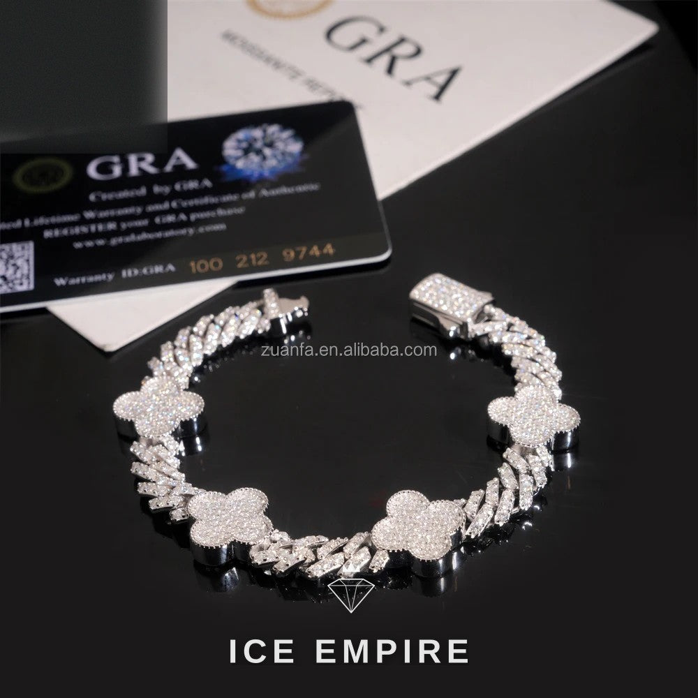 Iced Out 925 Silver Moissanite Cuban Chain