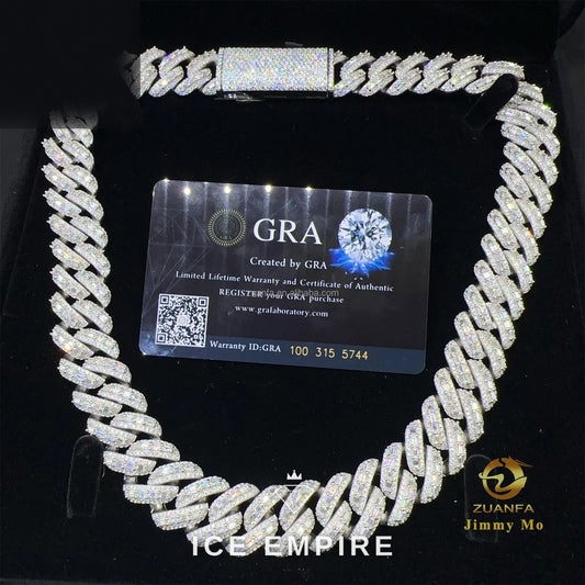 Iced Out Baguette 925 Silver Moissanite Cuban Chain