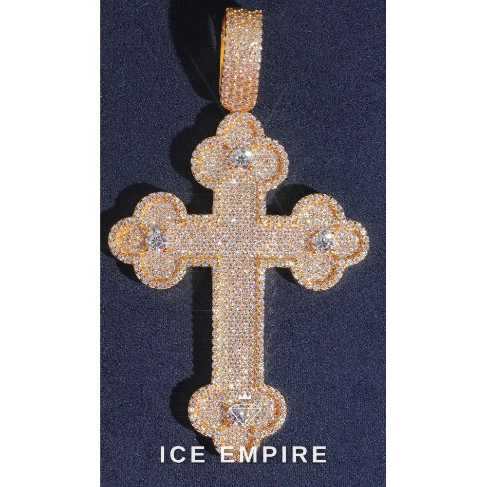 Iced Out Cross 925 Silver Moissanite Pendant