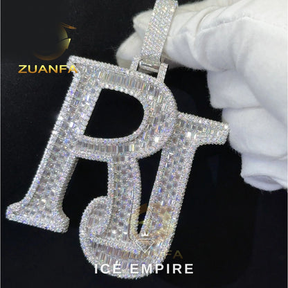 Iced Out Baguette Rose Gold Plated Moissanite Pendant