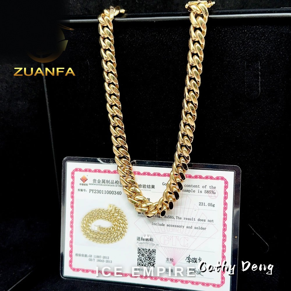 Iced Out 14K Gold Cuban Chain