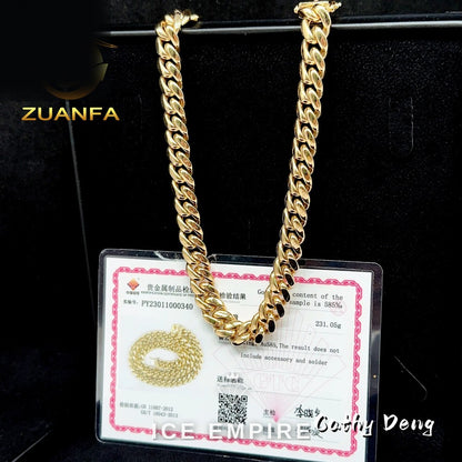 Iced Out 14K Gold Cuban Chain