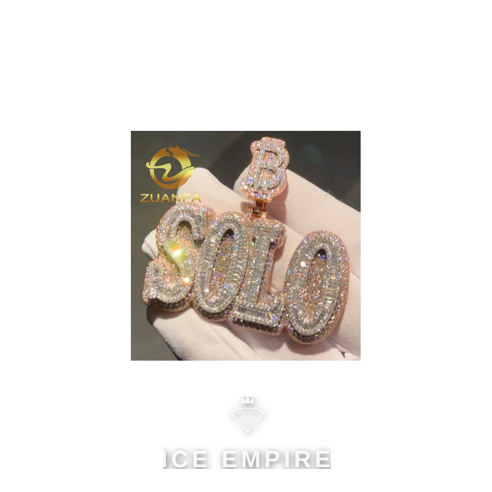 Iced Out Baguette Rose Gold Plated Moissanite Pendant