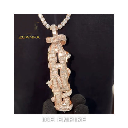 Iced Out Rose Gold Plated Moissanite Tennis Chain