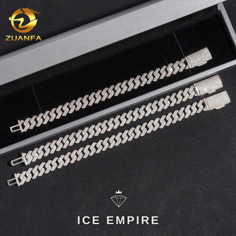 Iced Out 925 Silver Moissanite Cuban Chain
