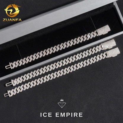 Iced Out 925 Silver Moissanite Cuban Chain