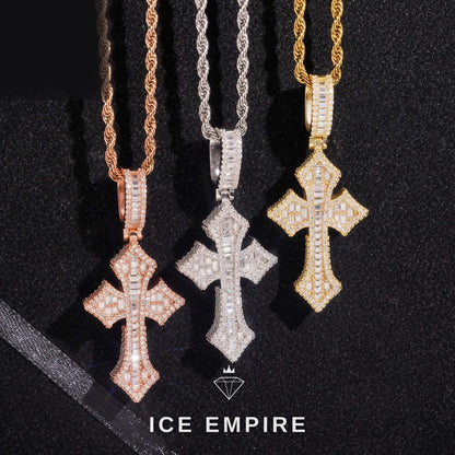 Iced Out Baguette Gold Plated Moissanite Pendant