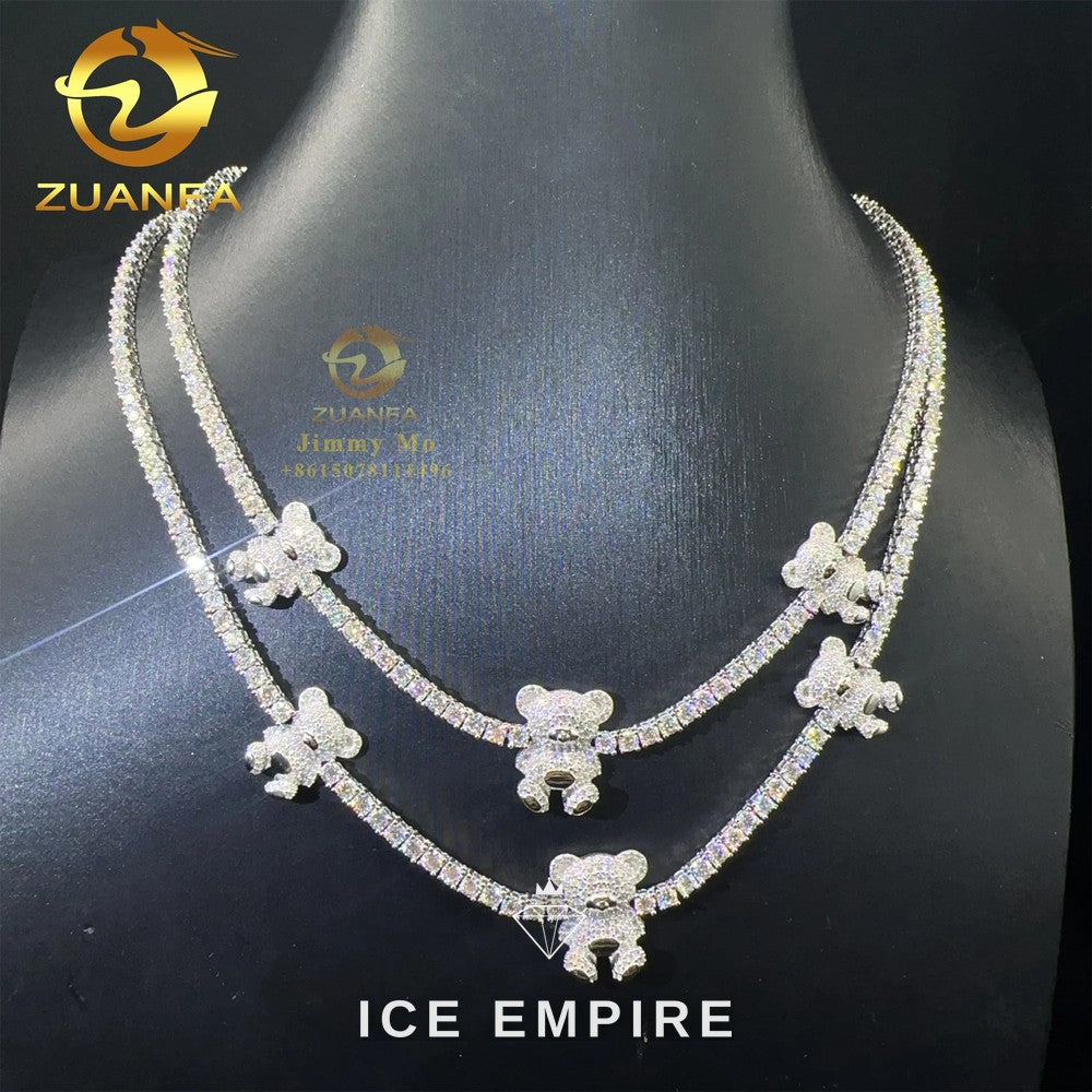 Iced Out Heart Rose Gold Moissanite Cuban Chain