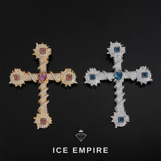 Iced Out Cross 925 Silver Moissanite Pendant