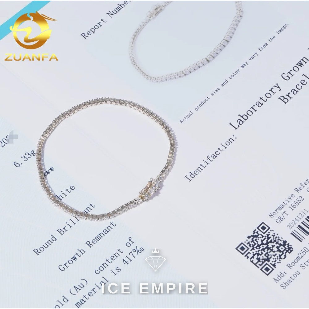 Iced Out 9K Gold Lab Grown Diamond Tennis Chain