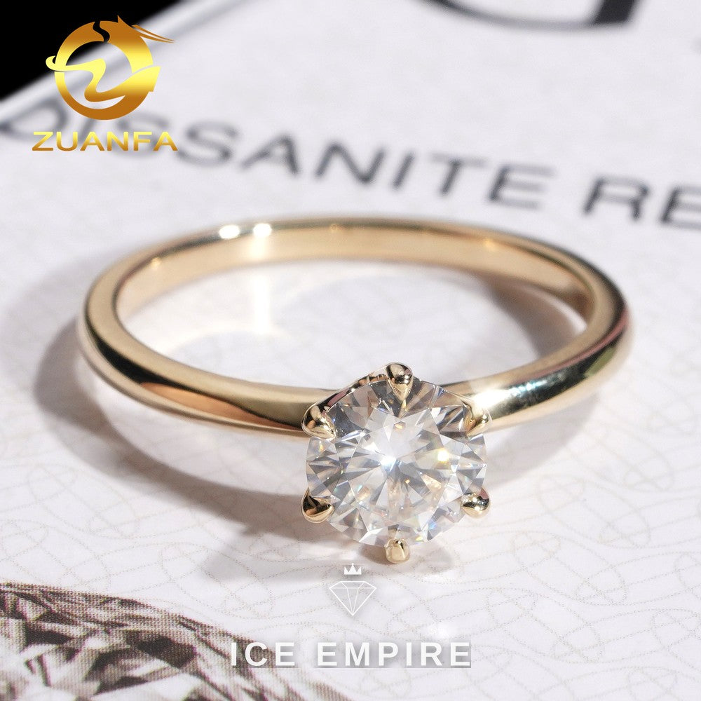 Iced Out 10K Gold Moissanite Engagement Ring