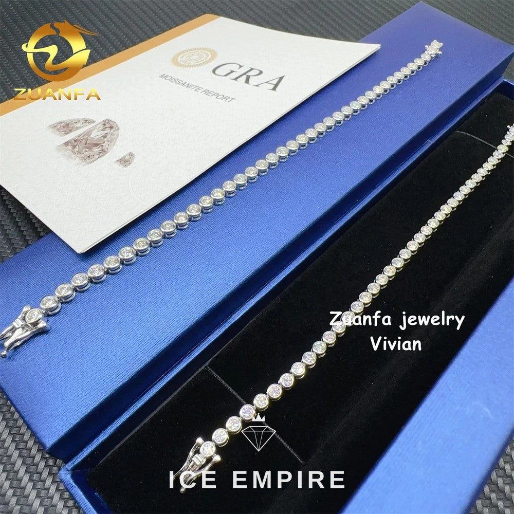 Iced Out 925 Silver Moissanite Tennis Chain