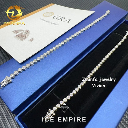Iced Out 925 Silver Moissanite Tennis Chain