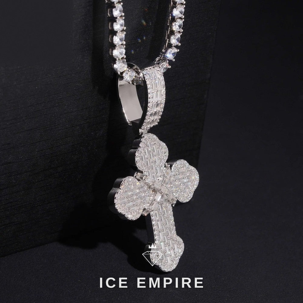 Iced Out Baguette Gold Plated Lab Grown Diamond Pendant