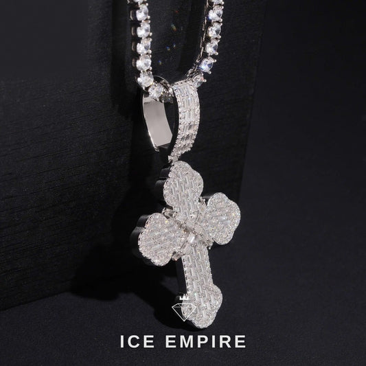 Iced Out Baguette Gold Plated Lab Grown Diamond Pendant