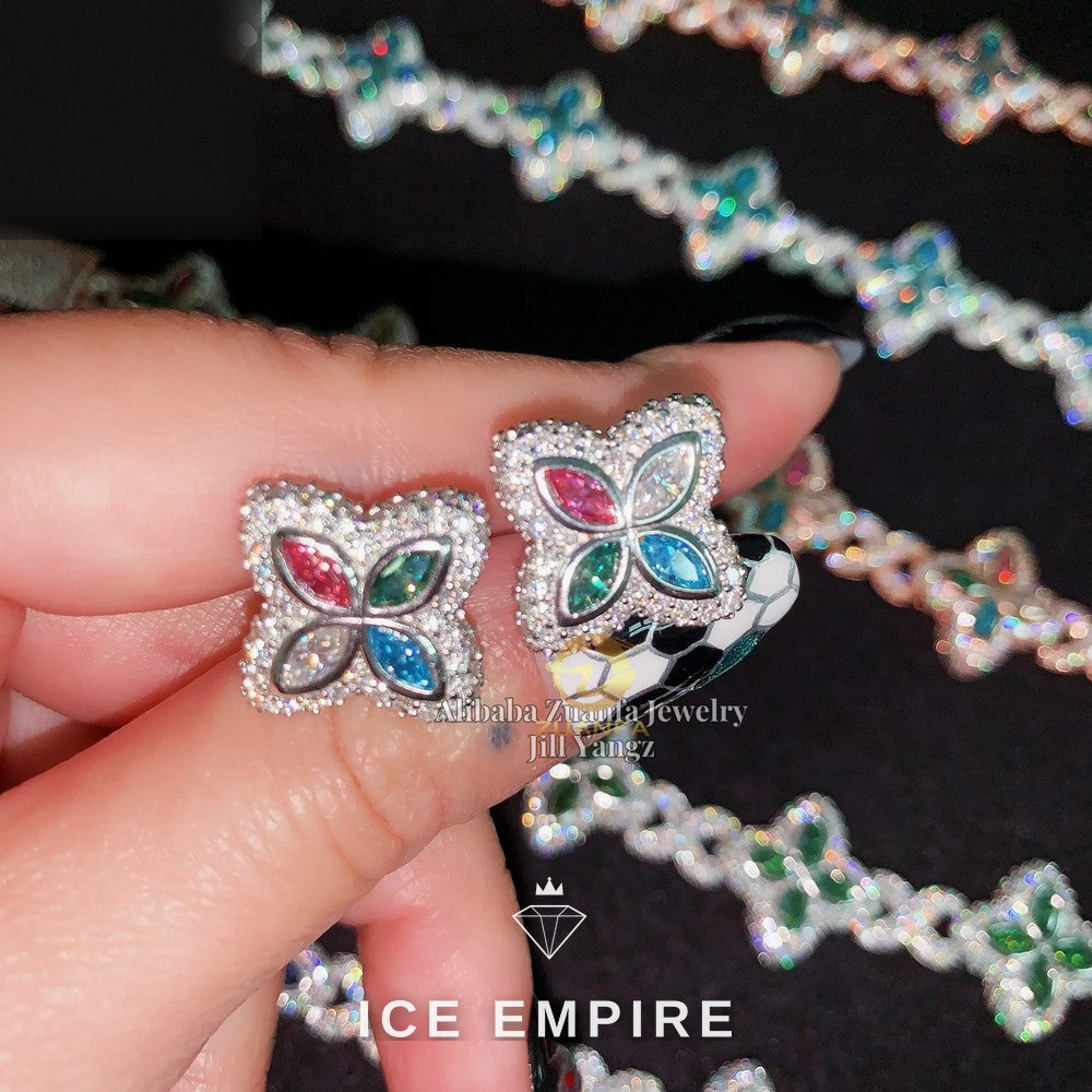Iced Out 925 Silver Moissanite Stud Earrings