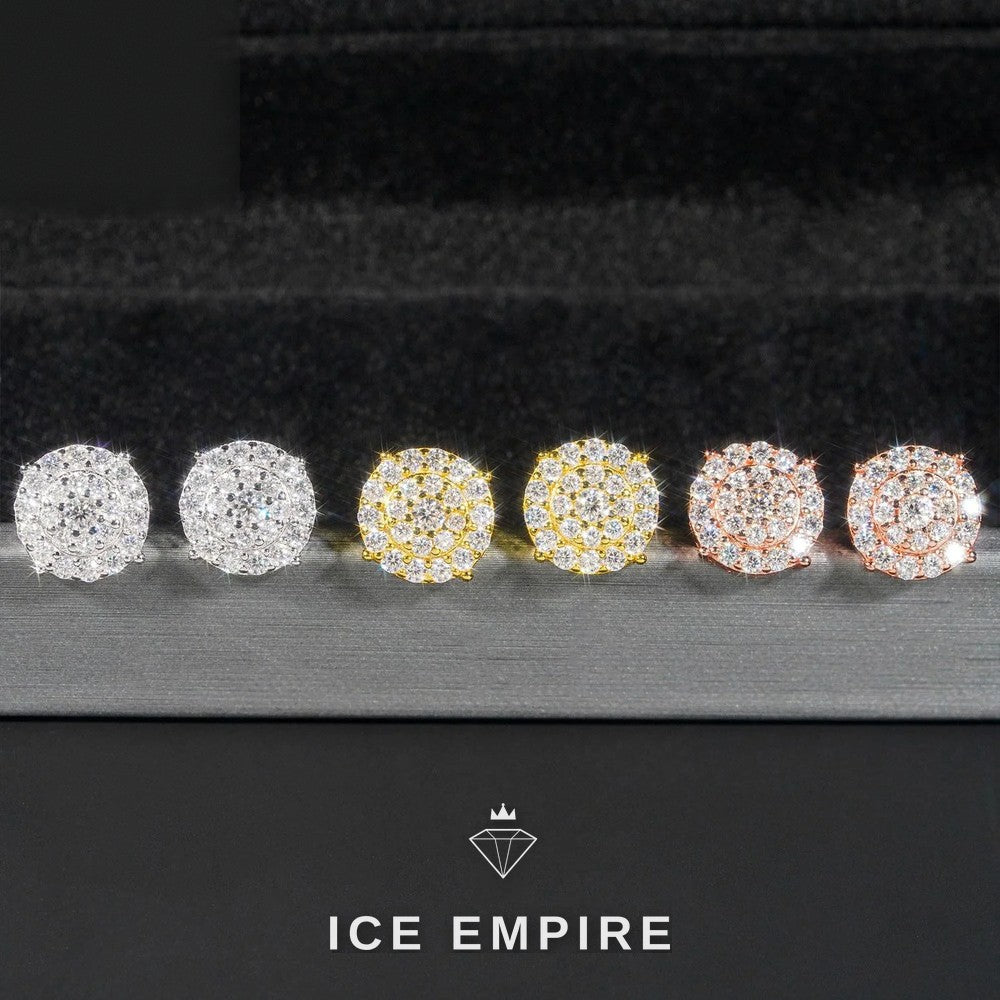 Iced Out Gold Plated Moissanite Stud Earrings