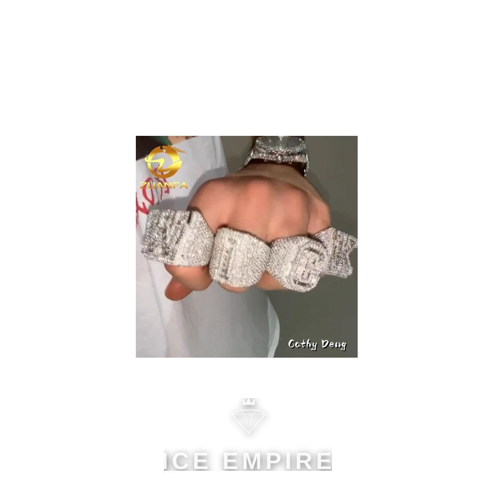 Iced Out 925 Silver Moissanite Ring