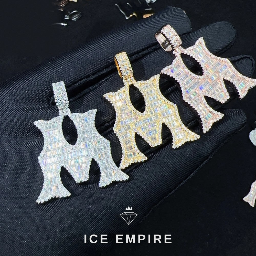 Iced Out Baguette Rose Gold Plated Moissanite Pendant