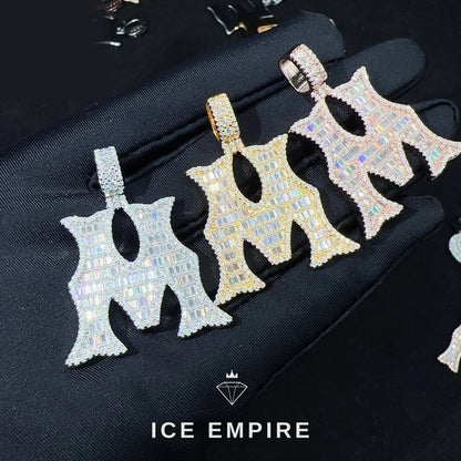 Iced Out Baguette Rose Gold Plated Moissanite Pendant