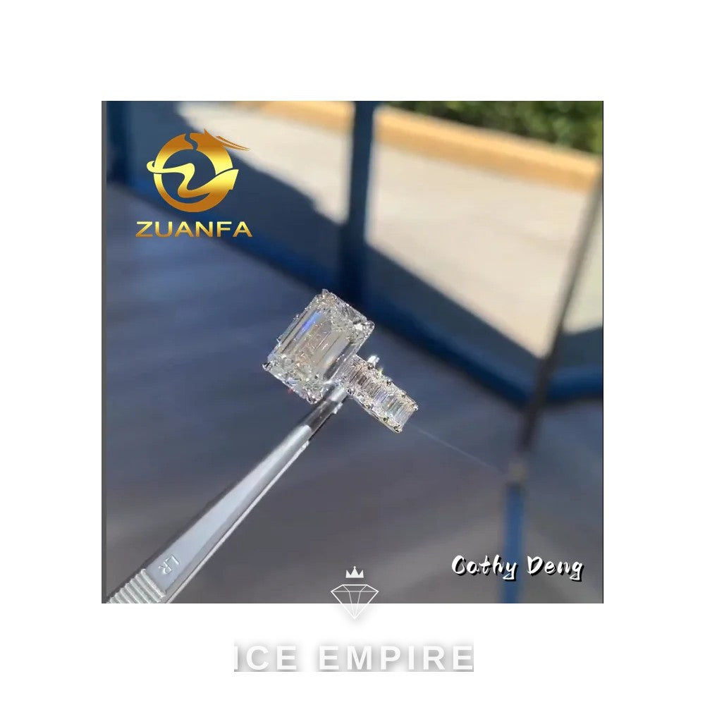 Iced Out 18K Gold Moissanite Engagement Ring