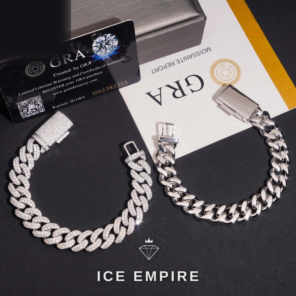 Iced Out 925 Silver Moissanite Cuban Chain