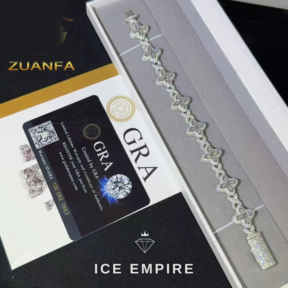 Iced Out 925 Silver Moissanite Cuban Chain
