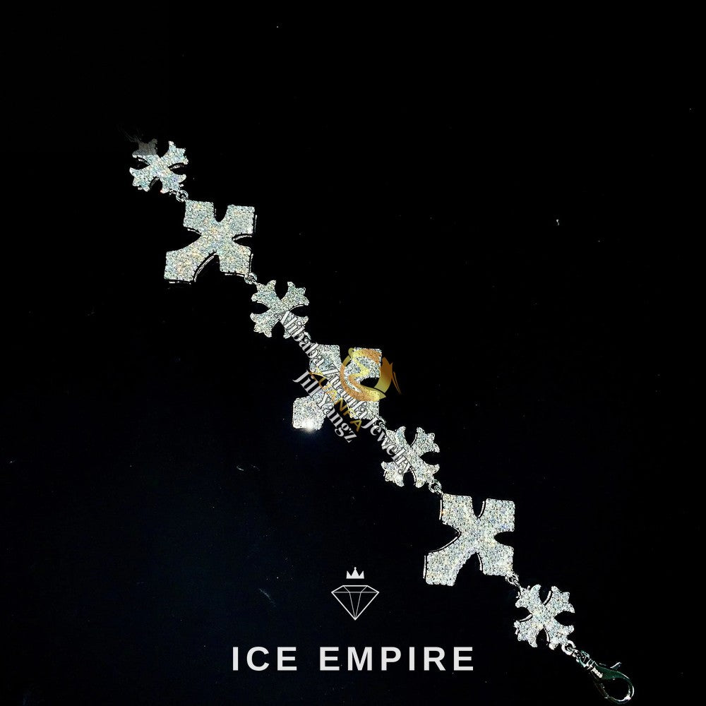 Iced Out Cross Rose Gold Plated Moissanite Cuban Chain