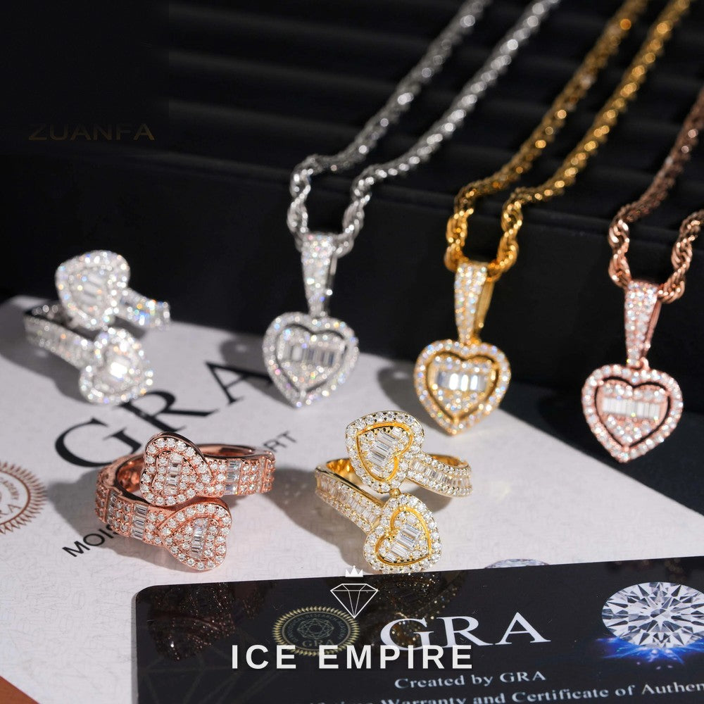 Iced Out Baguette Gold Plated Moissanite Pendant
